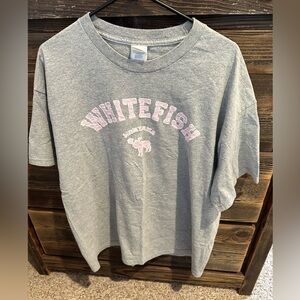 Ladies XL “Whitefish Montana” gray & pink t-shirt with moose - NWOT